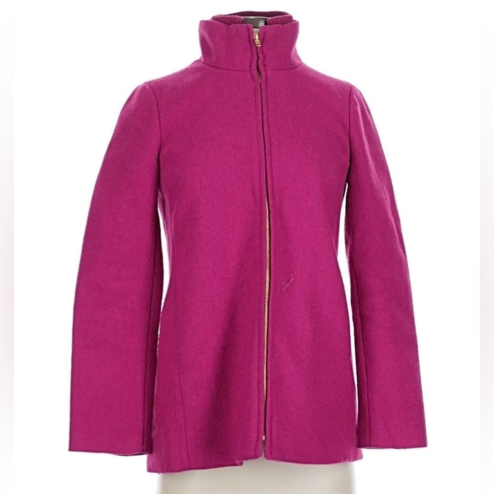 J. Crew Factory Fuchsia High-Neck Wool Pea Coat